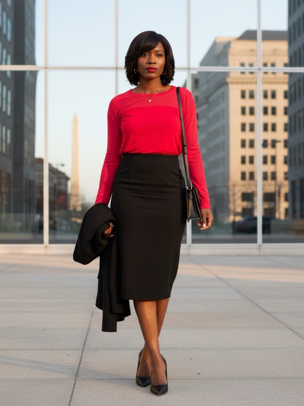 Buffalo David Bitton Red Mesh Contrast Scoop Neck Blouse S